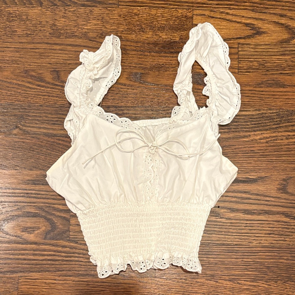 Elegant White Ruffled Women's Top